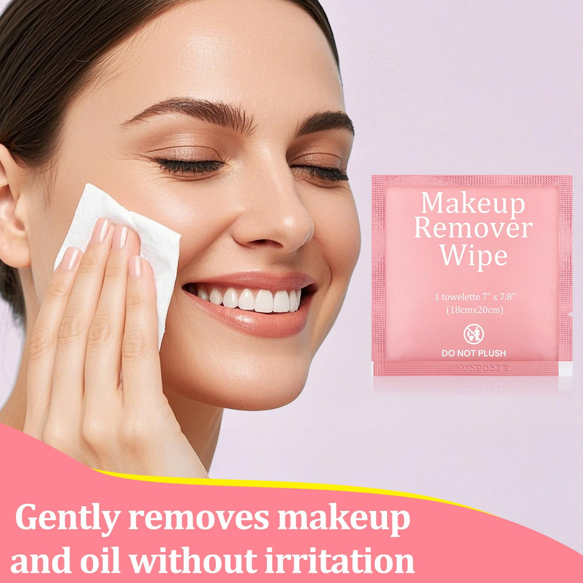Enjamyo 200 Pcs Pink Makeup Remover Wipes Individual Wrapped