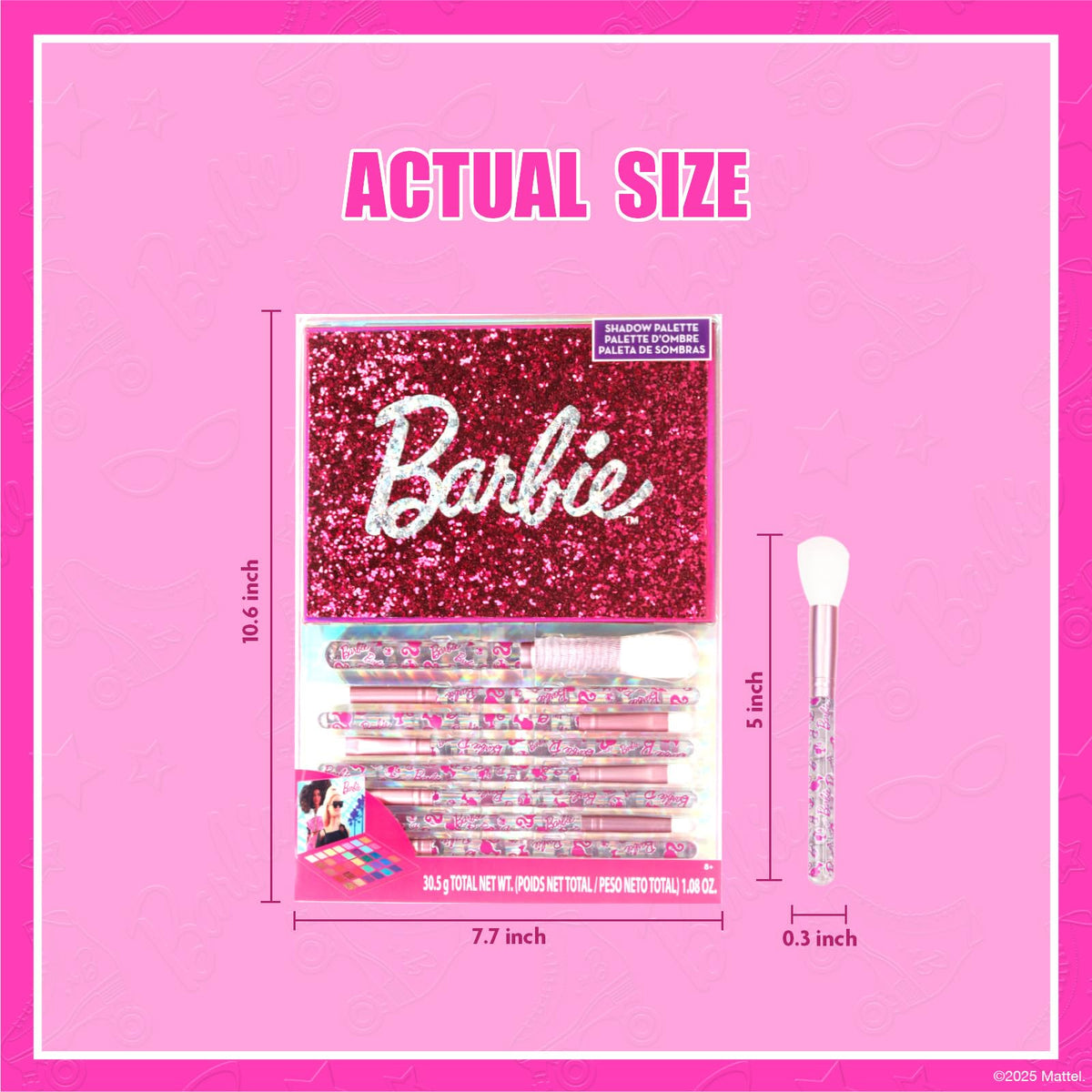Barbie 35-Well Shadow Palette with 8 Brushes, Ages 8+