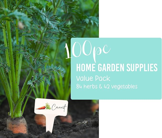 Herb Garden and Vegetable Label Signs - 100 PC Veggie Plastic Markers Stakes Picks Tags with 126 Cute Name Stickers Sign for Indoor Outdoor Potted Planter Planting Seed Nursery Bottle Supplies