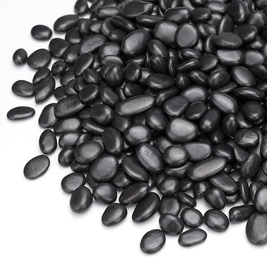 5 lbs Black Pebbles for Indoor Plants, Succulent, Bamboo, Vase, 3/8" Plant Rocks for Pots Indoor, Small River Rocks Decorative Pea Gravel, Highly Polished