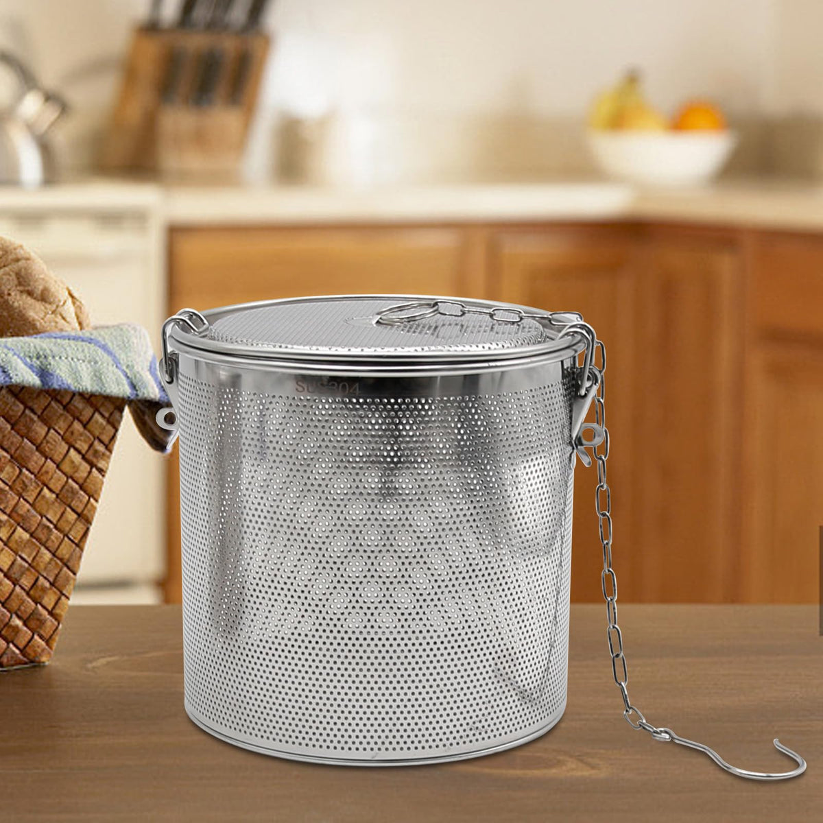CADUFUELLY 7inch Stainless Steel Seasoning Strainer Tea Ball Filter Soup Seasonings Seperation Basket Mesh Stewpot Basket Tea Infuser Tea Sieve for Home, Restaurant, Kitchen, Dining