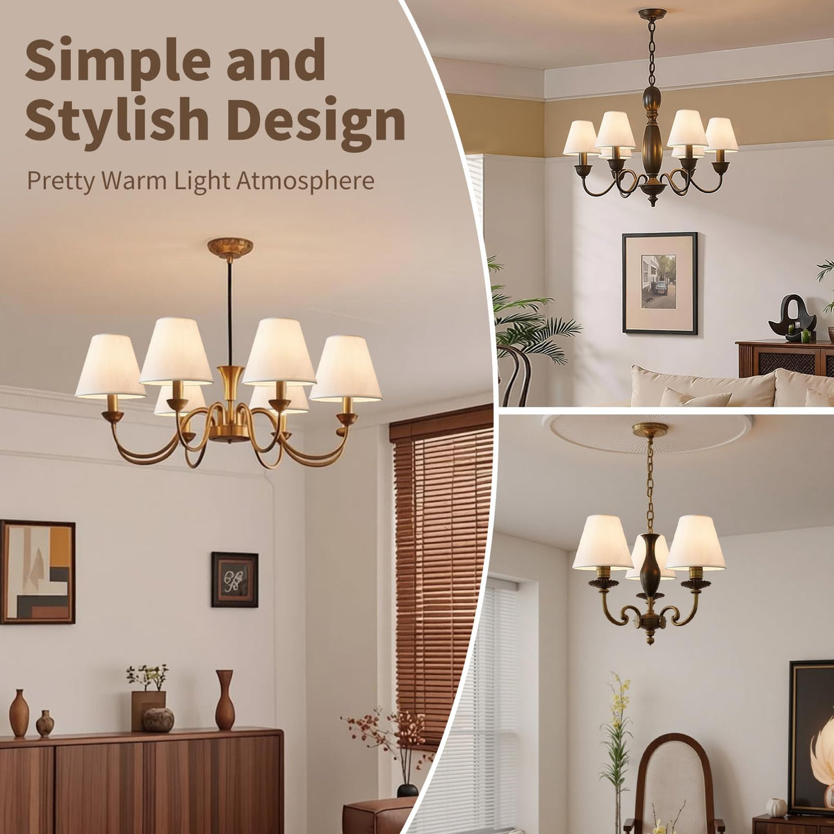 Small Lamp Shades Set of 6, Clip-on Fitter Lamp Shades, 3" x 6" x 5"