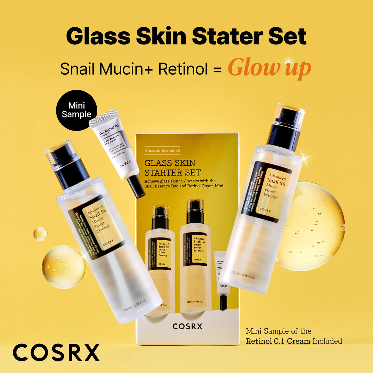 COSRX Snail 96% Mucin Essence 2ea & Retinol 0.1% Cream Mini Sample 1ea