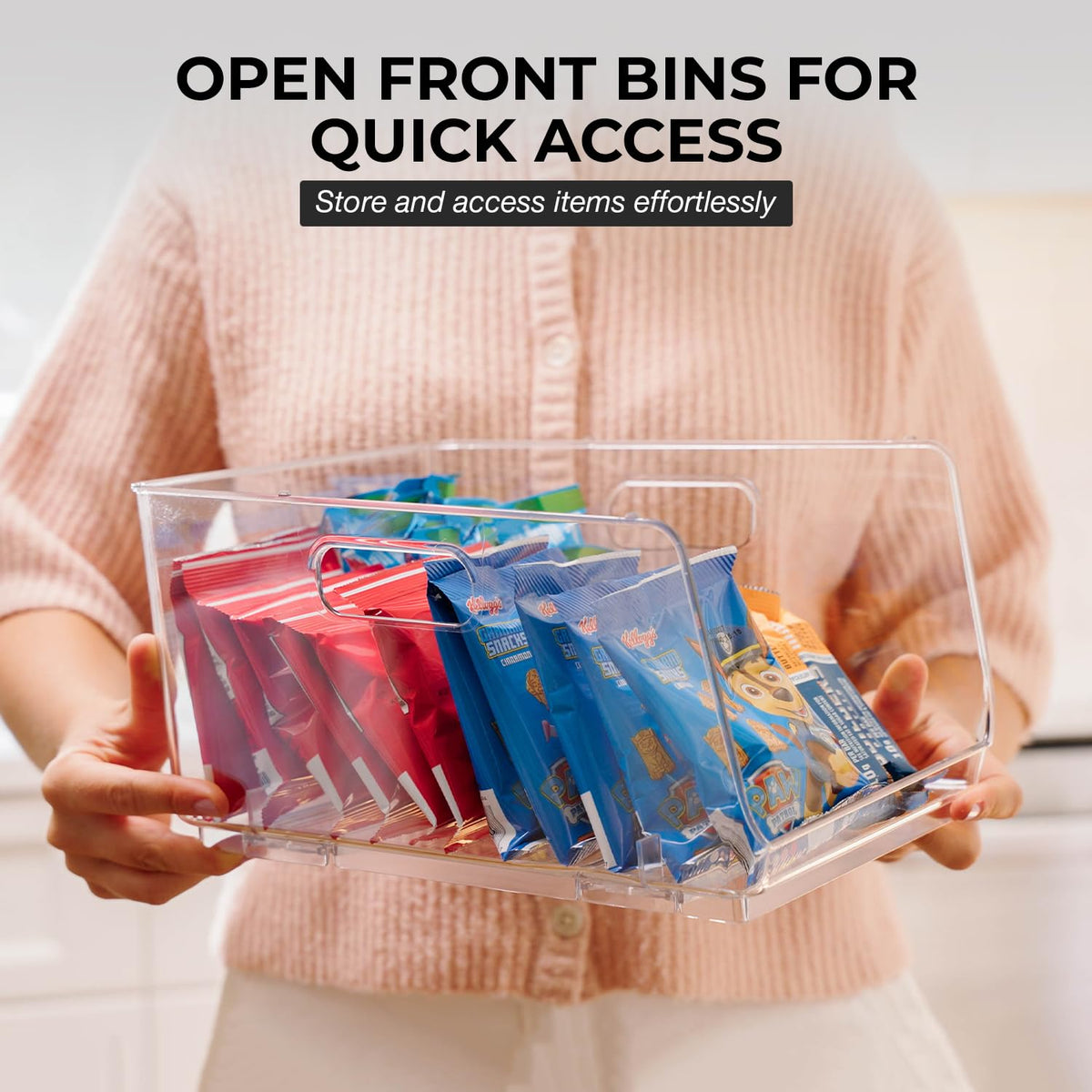 ClearSpace Stackable Storage Bins, Front Pantry Organizer, Medium, 4 Pack