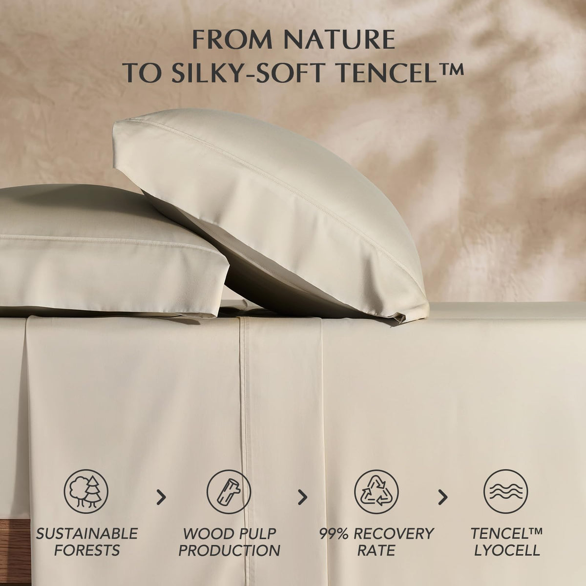 EverGrace Tencel™ Sheet Set, Breathable & Cooling, Queen, Bone