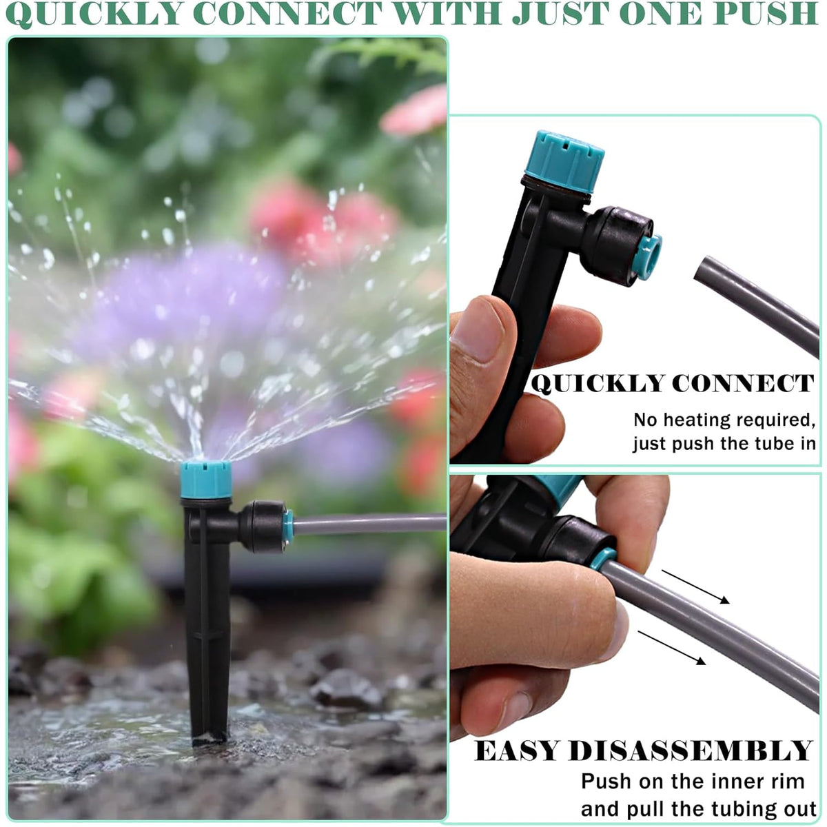 230FT Drip Irrigation System, Quick-Connect Automatic Garden Watering Misting System, with 1/2 inch and 1/4 inch Distribution Tubing, Drip Irrigation Kit for Lawn, Greenhouse, Patio