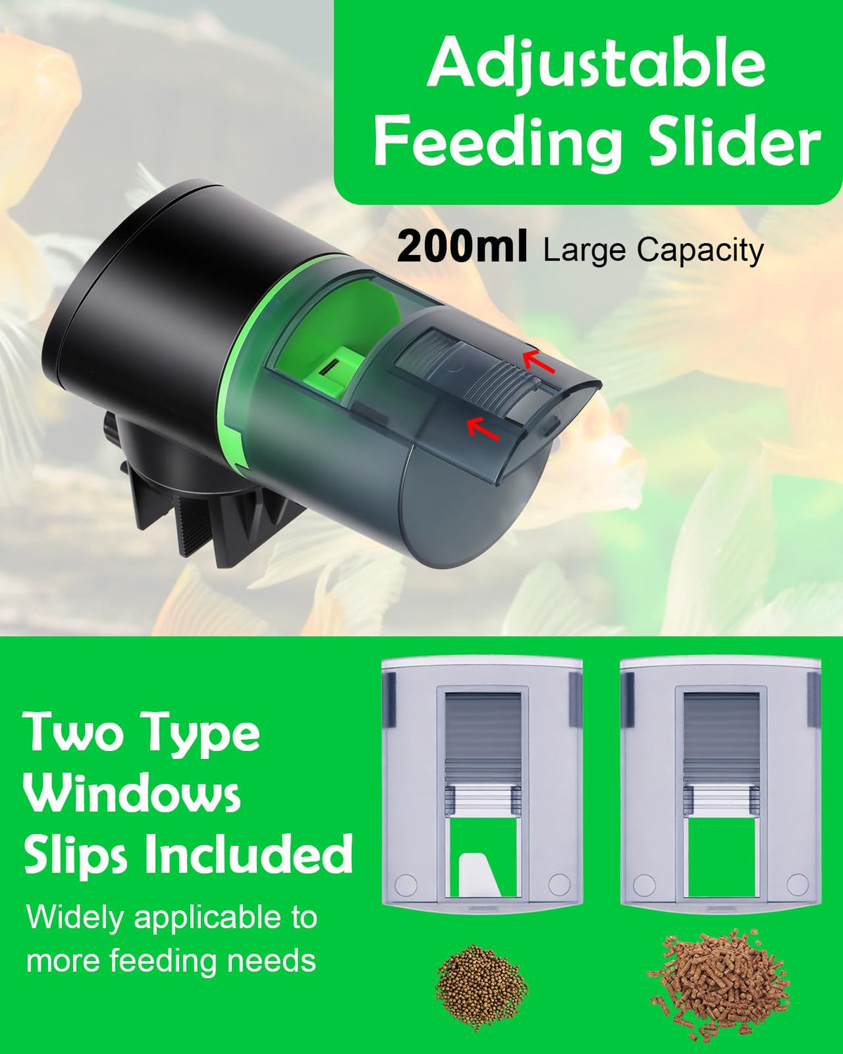 Petbank Automatic Fish Feeder for Aquarium Easy Setup & 12/24/48H Interval