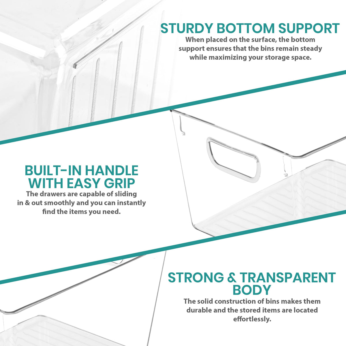 Utopia Kitchen Pantry Organizers and Storage Bins, 6 Pack, Large, Clear
