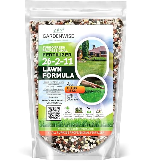 TurboGreen: Premium Lawn Fertilizer with Iron - Advanced Nitrogen & Iron-Rich Formula for Lush Growth | Eco-Friendly Grass Fertilizer for Spring & All Seasons | Slow-Release (3 QUARTS)