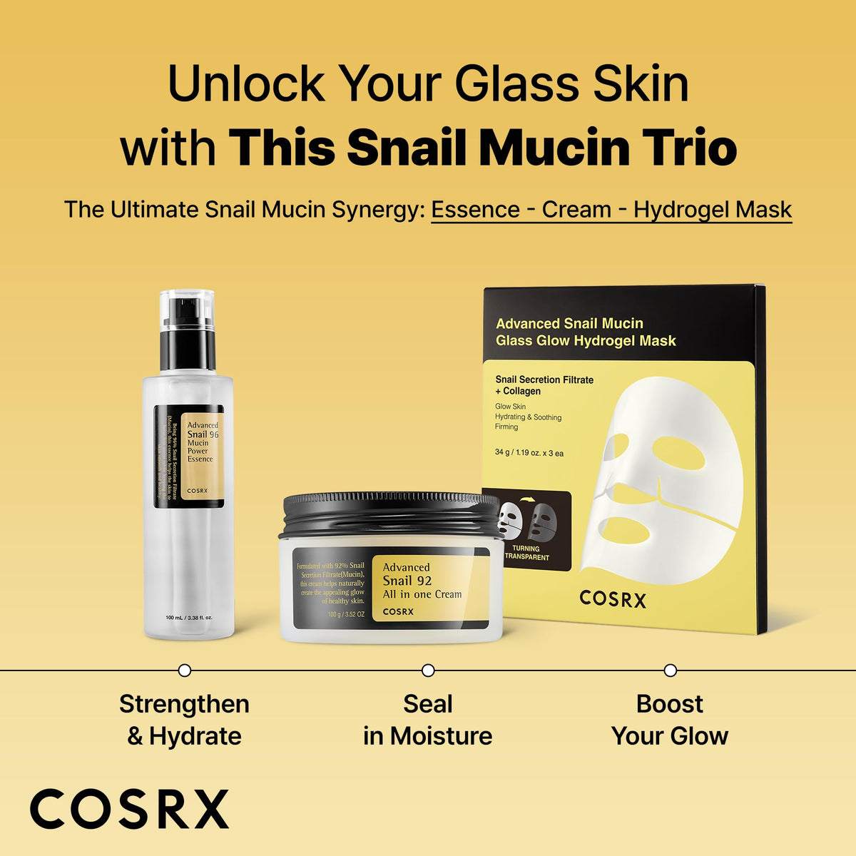 COSRX Snail Mucin 96% Repairing Serum for Sooothing & Hydrating 3.38 oz.