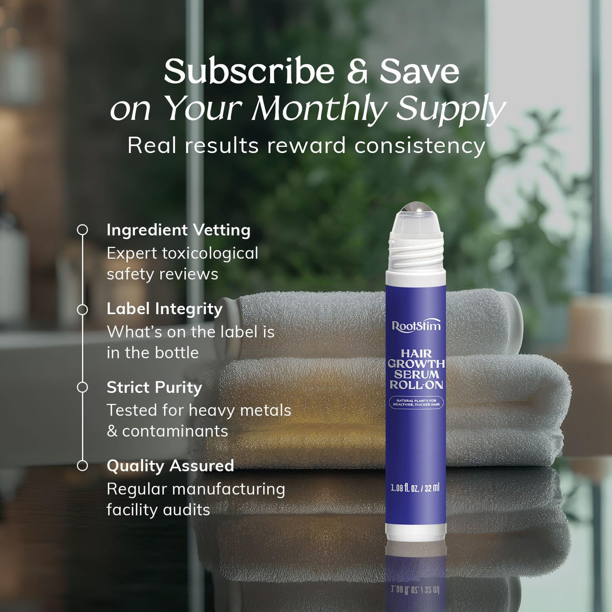 RootStim Hair Growth Serum Roll On with Rosemary, Caffeine & Biotin, Helps Support Fuller-Looking Hair, Clean Non-Greasy Scalp Serum for Thinning Hair 1.08 Fl Oz