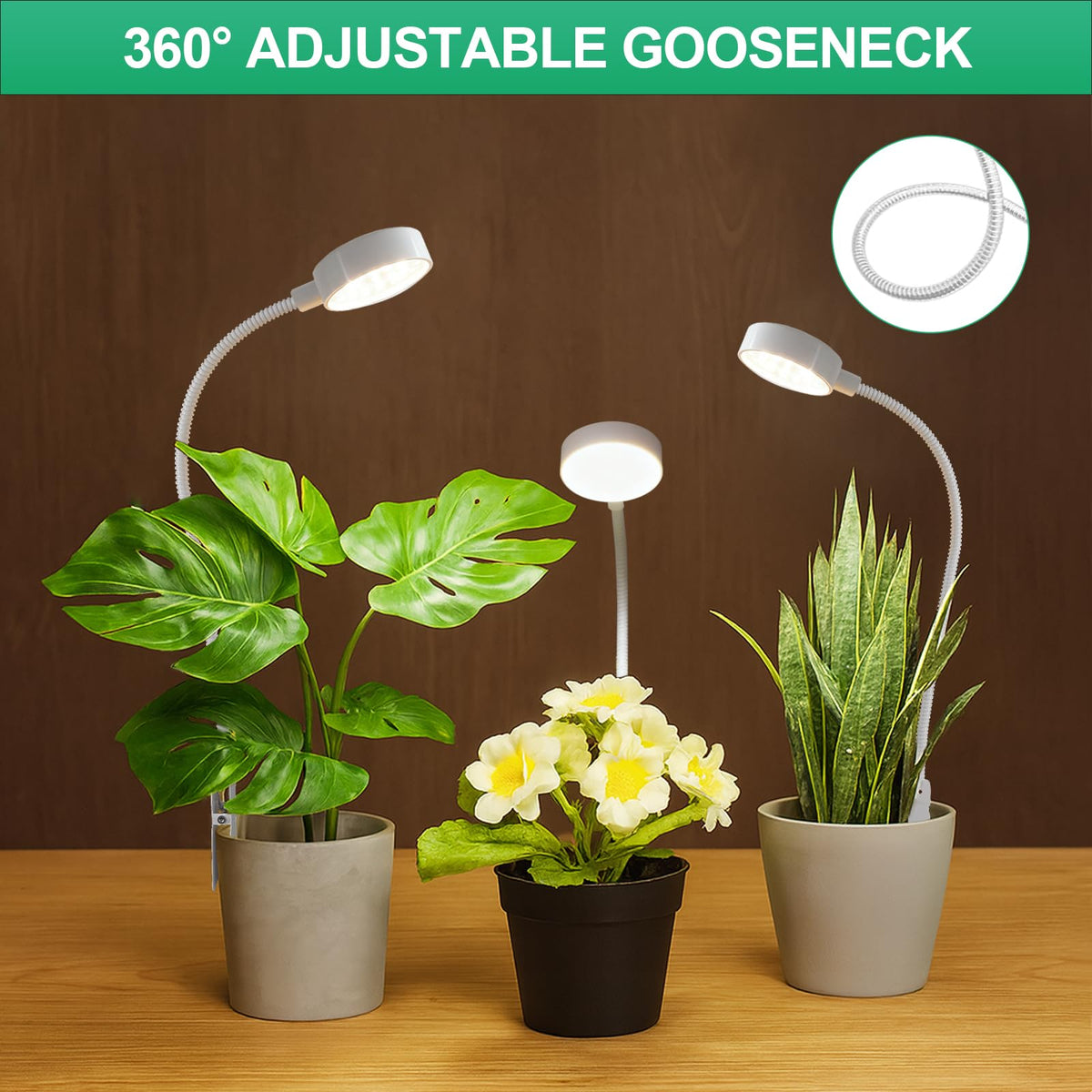 WeeLeeGoo 3 Pack Grow Lights, Pot Clip LED Growing Lamp