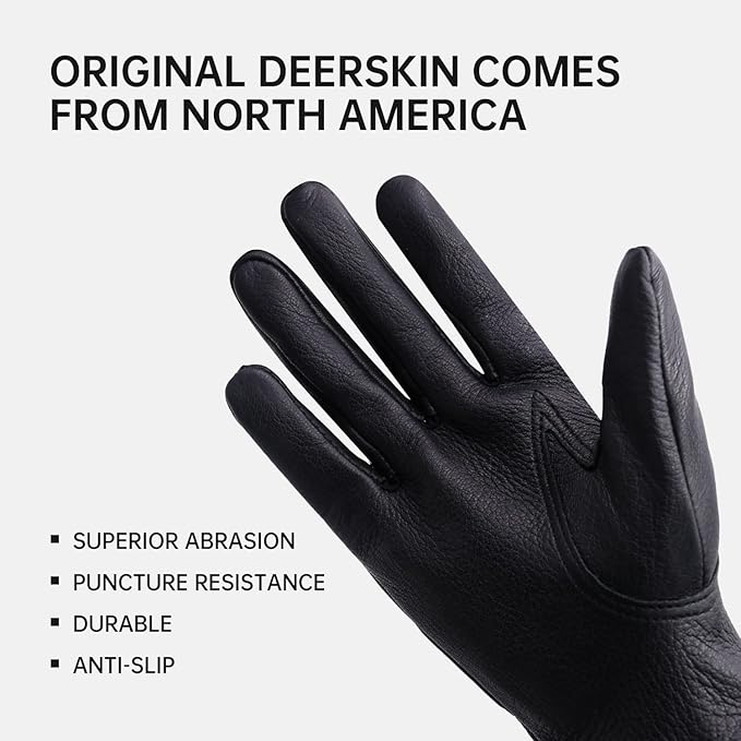 HLDD HANDLANDY Leather Work Gloves for Men & Women, Adjustable Wrist Cowhide Gardening Glove with Reinforced Palm for Driver