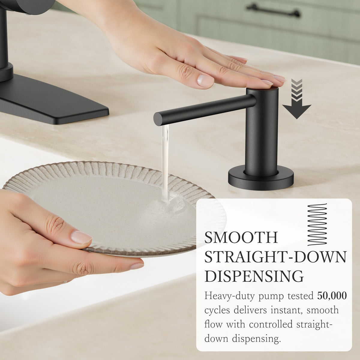 FORIOUS Soap Dispenser for Kitchen Sink, Matte Black Stainless Steel