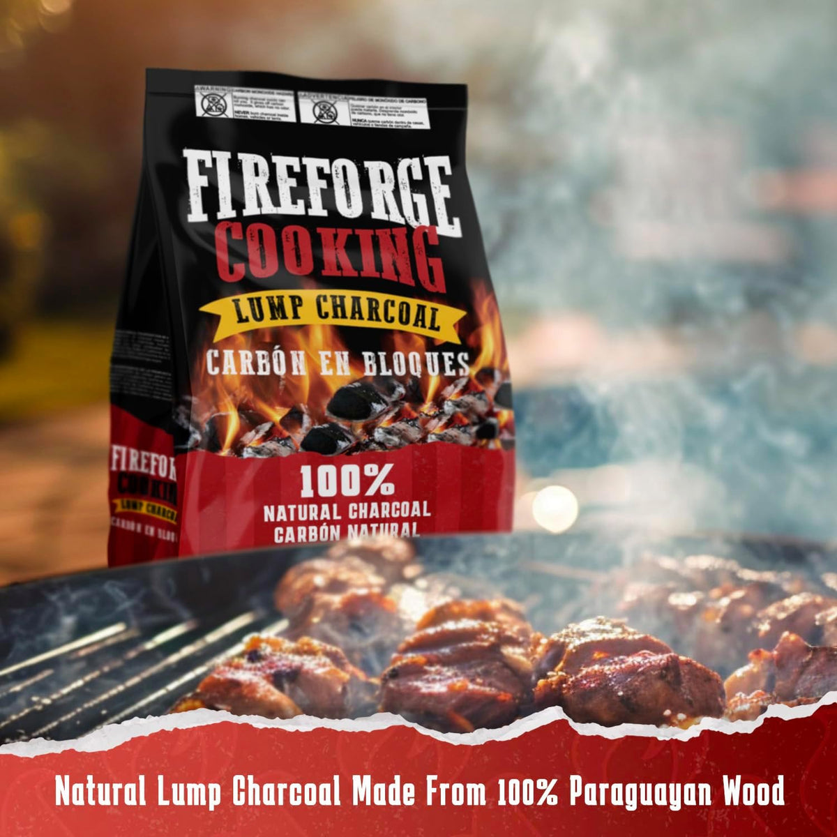 Premium Quality Wood Lump Charcoal for Grilling - 100% Natural Paraguayan Wood, Sustainable, Long-Lasting Lump Wood Charcoal for BBQs, Smokers, and Outdoor Cooking (8kg/17.6 lbs)