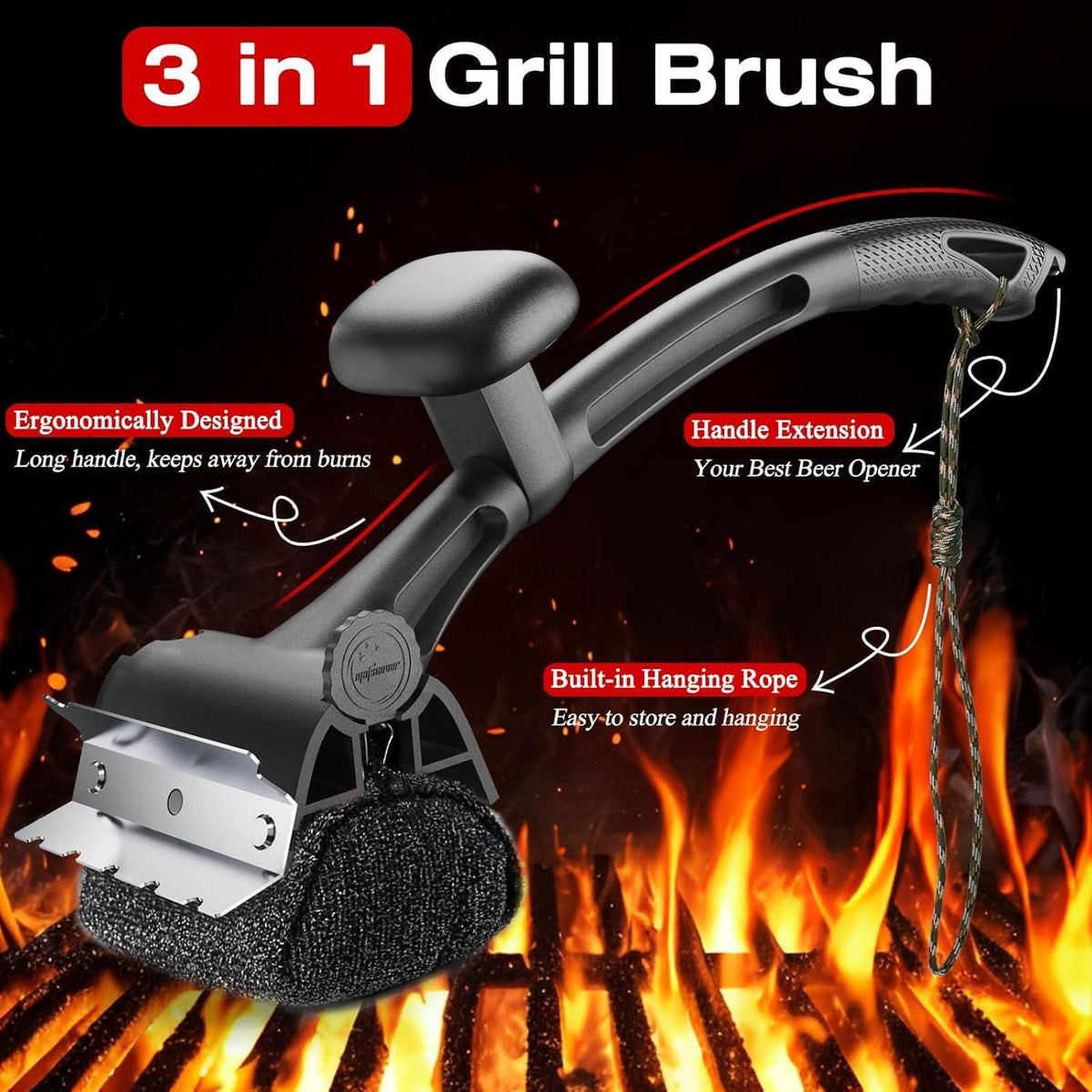 2 Pack Replaceable Cleaning Head, Grill Brush Bristle Free
