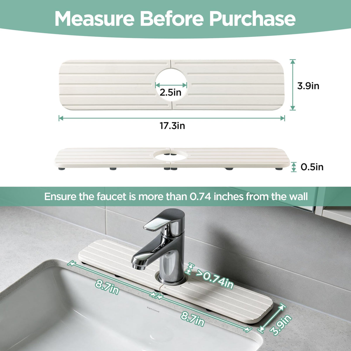 NiuYichee Faucet Mat for Kitchen Sink, Water Absorbing Diatomite Stone Tray