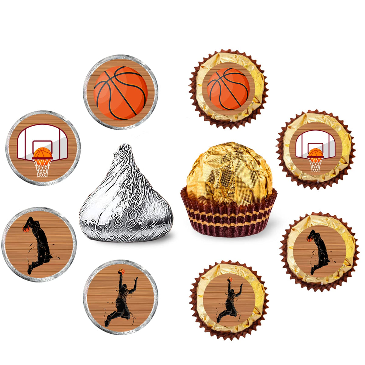 Basketball Round Candy Sticker - Sports Themed Party Favors Sticker Labels Fit Chocolate Candy?160 Pieces?