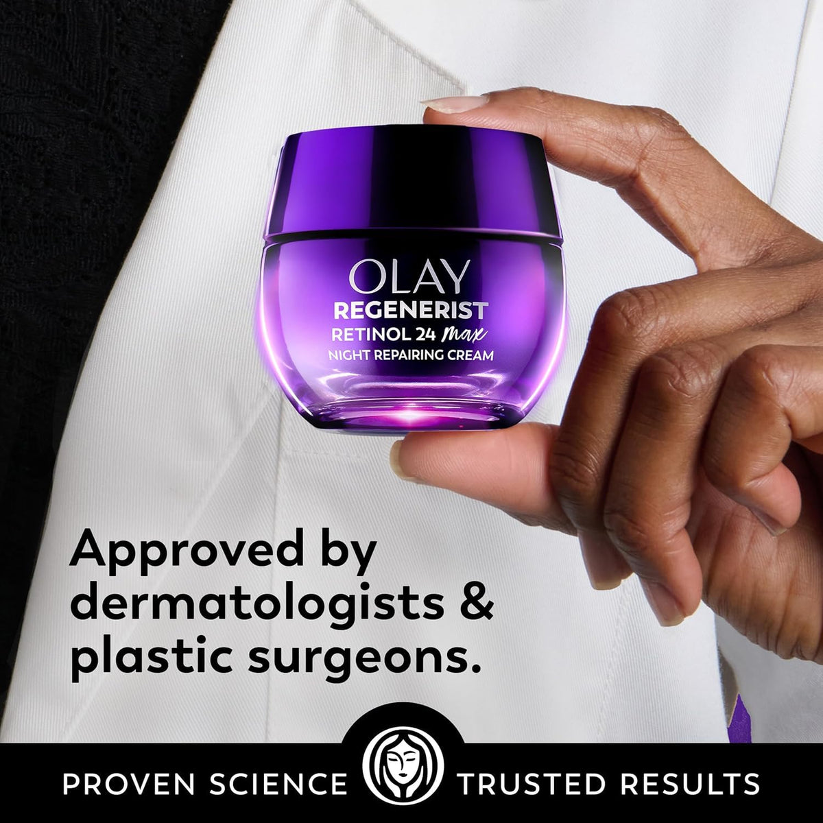 Olay Retinol Night Cream for Women, MAX, Anti-Aging Face Moisturizer, Fragrance-Free, Non Greasy - Anti-Wrinkle, Smooth Fine Lines, Hydrating Skin Care - Triple Collagen Cream, Niacinamide, 1.7oz