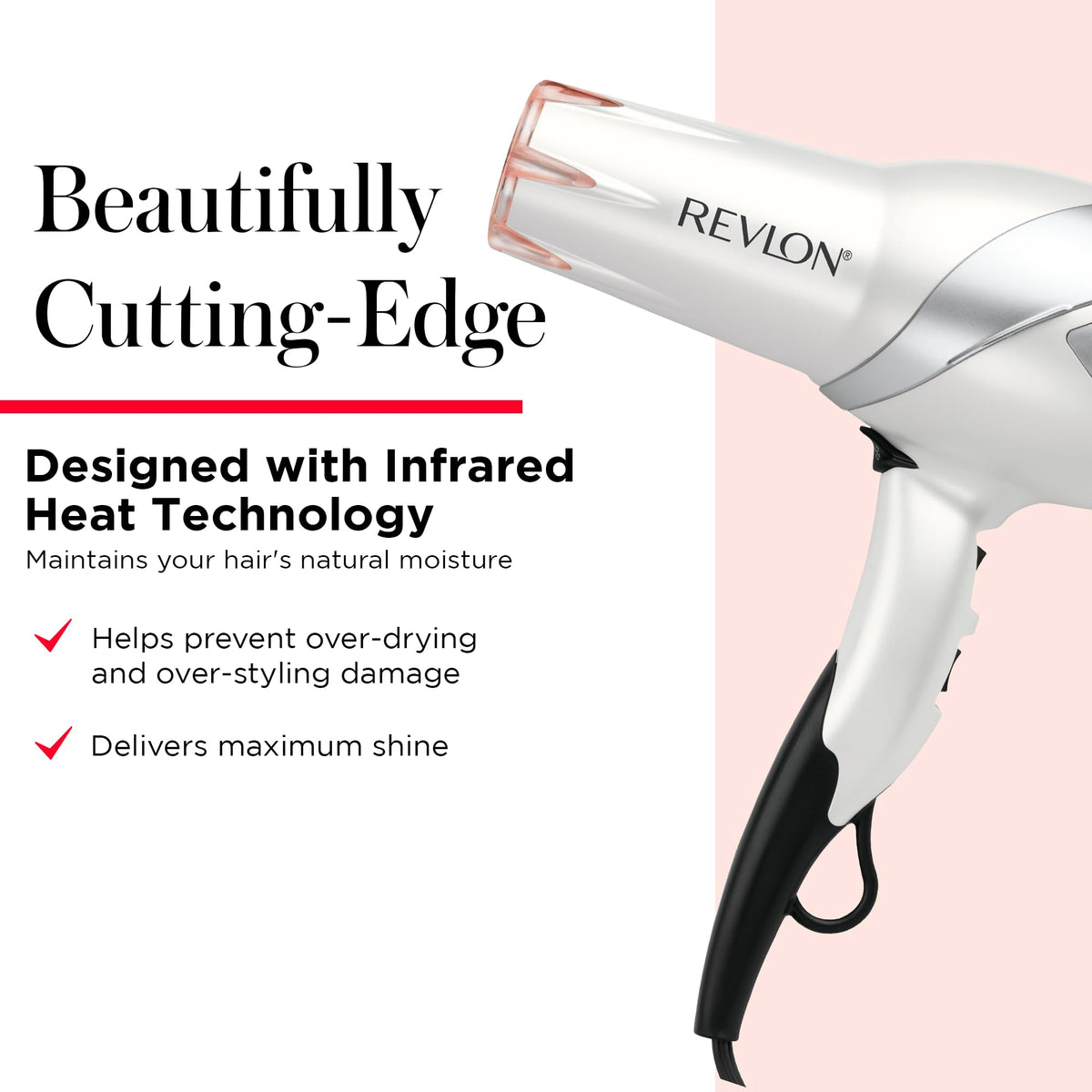 REVLON Infrared Ionic Hair Dryer with Diffuser & Concentrator, White