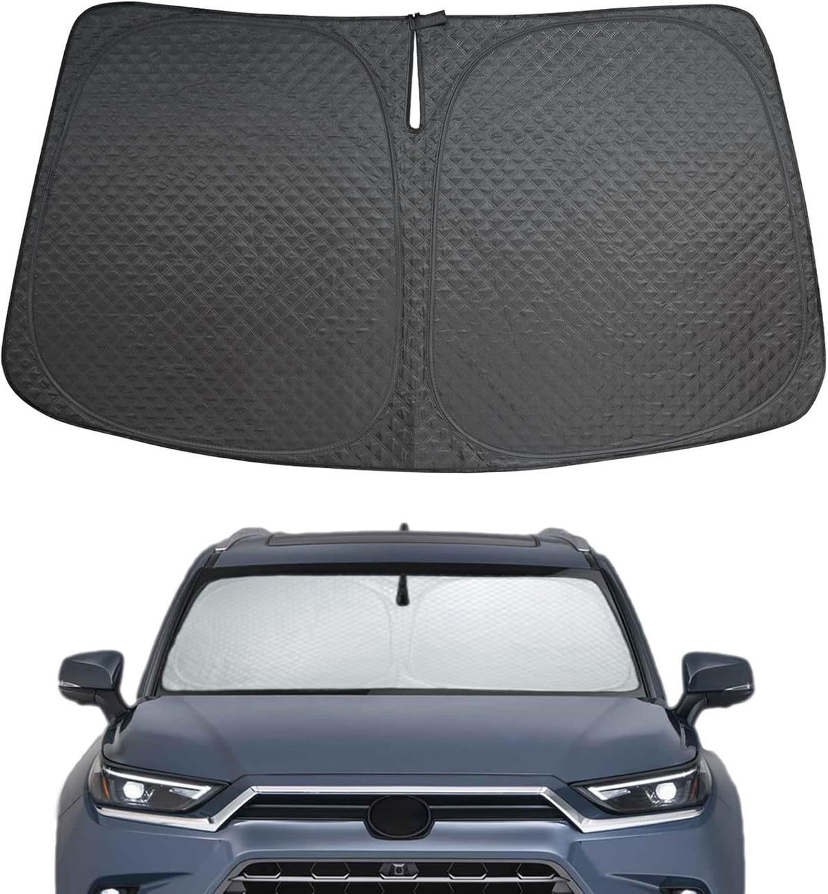 Car Windshield Sun Shade 5 Layers Thick for 2020-2024 2025 Toyota Highlander SUV (L LE XLE Limited Platinum) - Front Window Sunshade Sun Visor Accessories - Protector Vehicle Reflect UV Sun and Heat