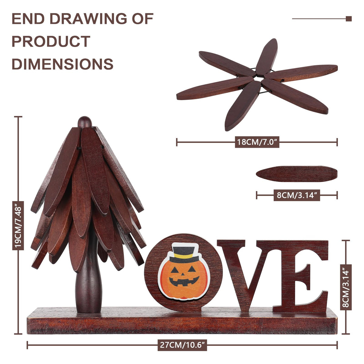 Super Holiday 4 Pcs Trivets for Hot Dishes, Wooden Tree Trivet Stand Set