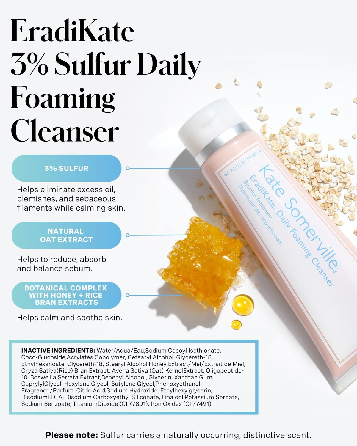 Kate Somerville EradiKate 3% Sulfur Daily Foaming Cleanser, 4 Fl Oz