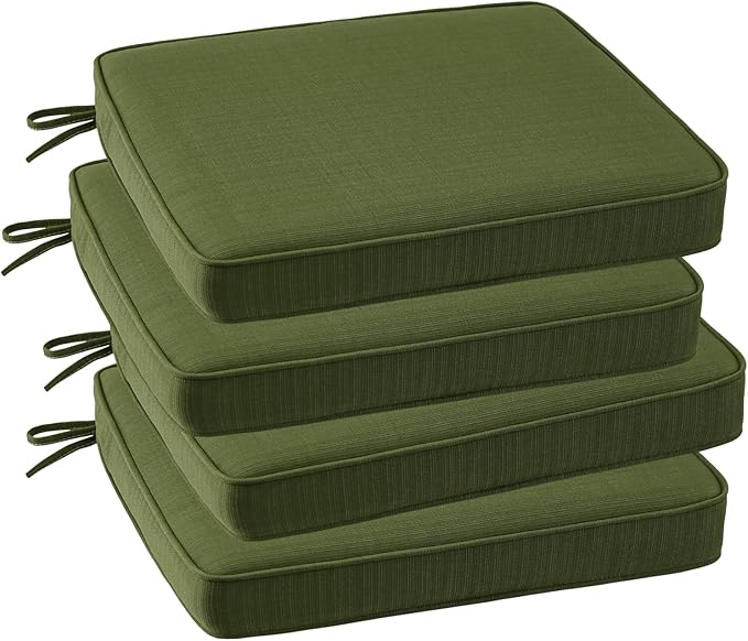 Outdoor Square Corner Seat Cushion, 18.5"x16"x3", Set of 4, Non Slip Seat Cushion Pads with Removable Cover for Patio Furniture, Garden Yard Lawn, Deep Forest Green