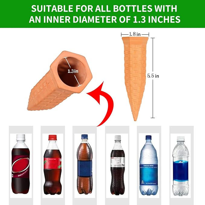 Plant Self Watering Stakes 4 Pack Terracotta Watering Spikes for Indoor and Outdoor Plants,Wine Bottle Plant Watering Devices, Automatic Plant Waterers for Vacation