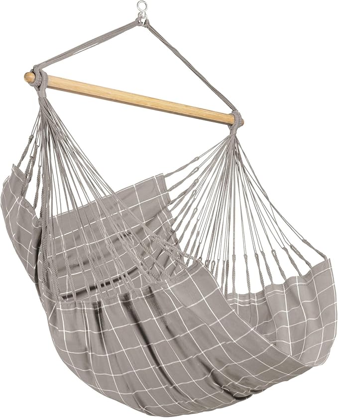 LA SIESTA® - Large Comfort Domingo Hammock Swing Chair - Weather & Tear Resistant Hanging Hammock Chair - Indoor Outdoor Hammock Chair Swing - Patio Porch Bedroom Hanging Chair - Max 285 Lbs, Almond