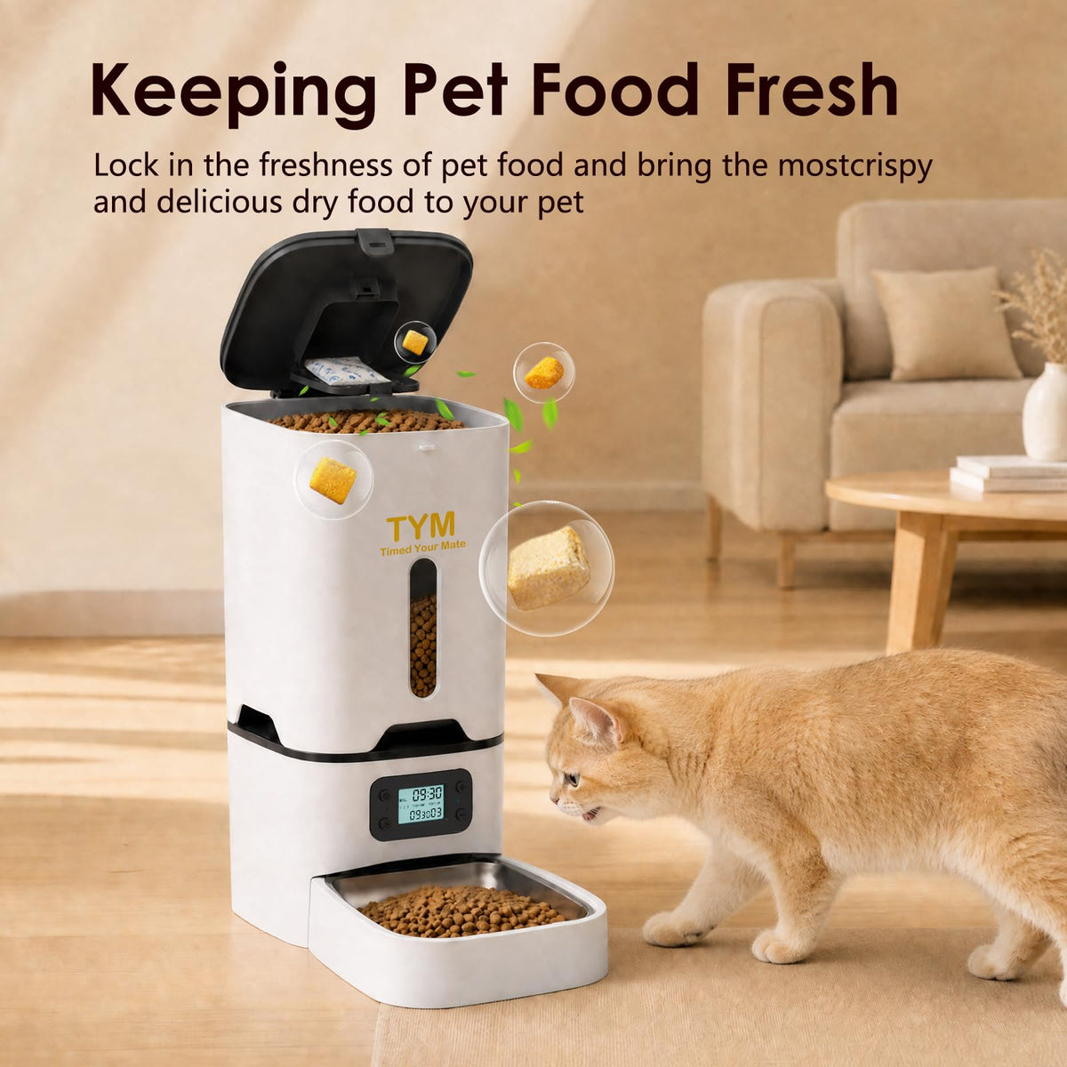 Automatic Cat Feeder 7L, 9 Meals/Day Food Dispenser for Cats Small Dog Pet