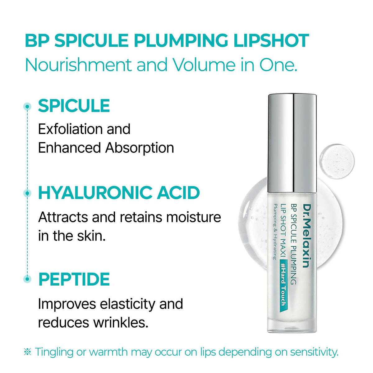 Dr.Melaxin BP Spicule Plumping Lip Shot Maxi – Microneedle Lip Plumper for Fuller Lips & Smooth Texture, Hyaluronic Acid & Peptides for Volume & Fine Line Care, Korean Lip Treatment