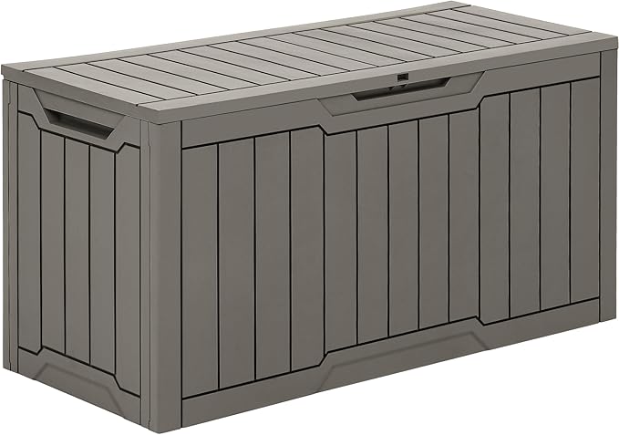 YITAHOME 80 Gallon Outdoor Storage Box, Large Water Resistant Resin Deck Box, Indoor Outdoor Lockable Storage Container for Patio, Garden, Cushions, Tools, Equipment (Taupe)