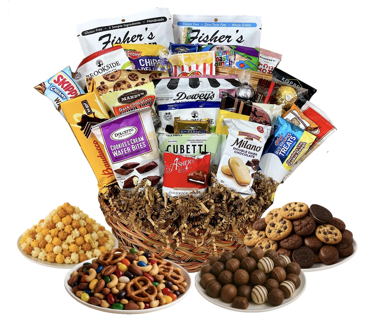 Thanksgiving Gift Basket Hand Crafted with Chocolates, Cookies, Snacks & Candy. Perfect for Hostess, Family, Employee or Client Gift (Upgrade)