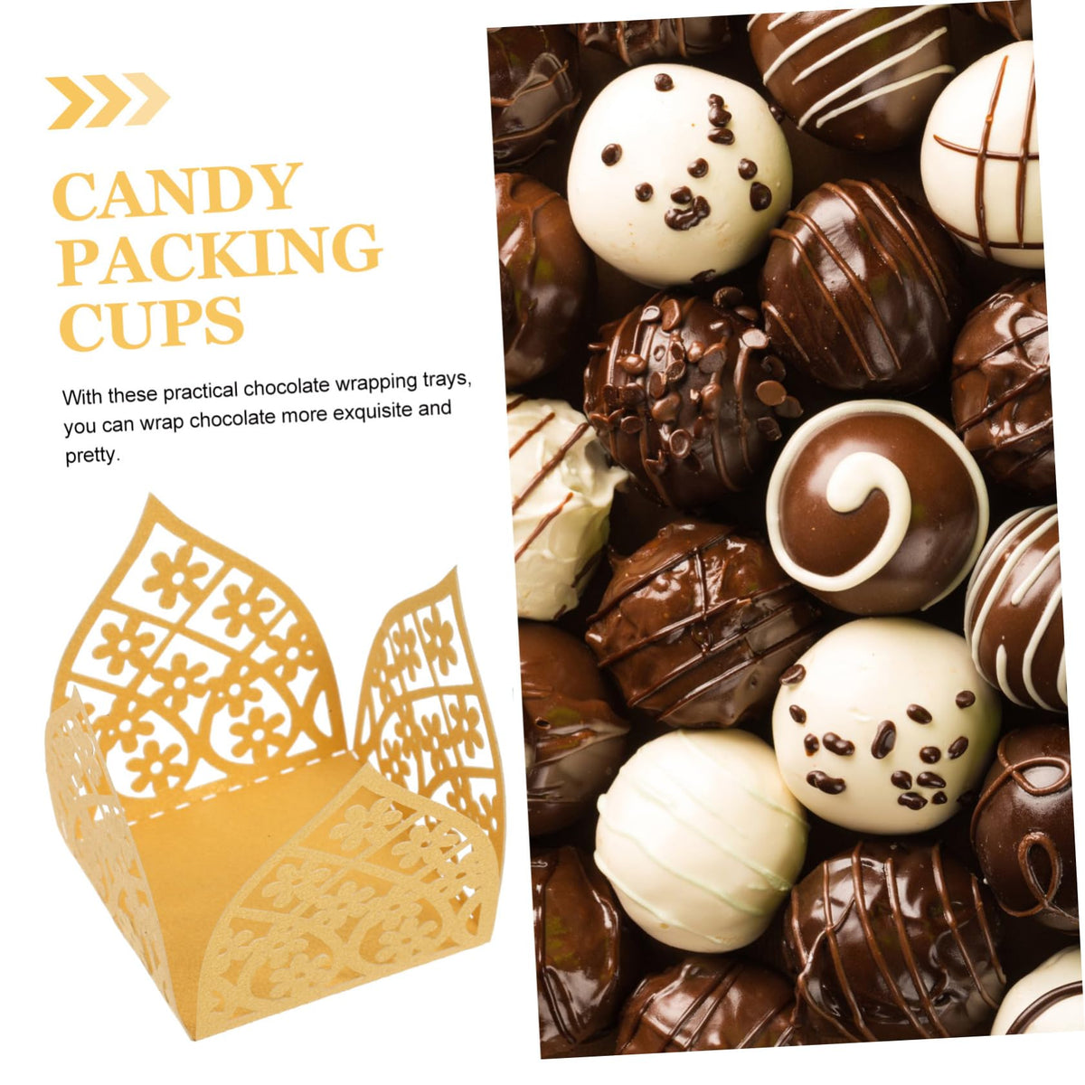 OFFSCH 50Pcs Hollow-out Flower Truffle Cups Chocolate Wrappers Decorative Candy Packaging Paper Cups for Wedding Party Dessert Table Centerpieces