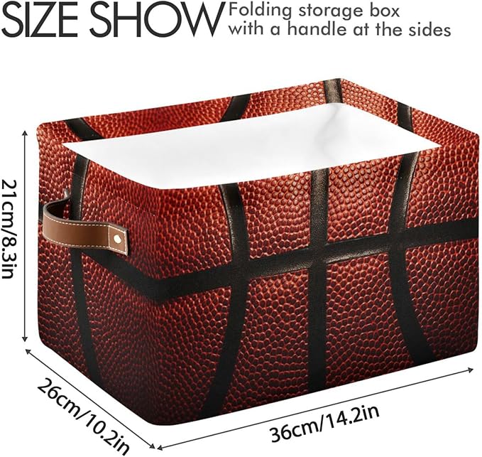 Basketball Print Rectangular Storage Basket Organizer Bin Shelf Baskets For Clothes Gifts For Home Office Dorm
