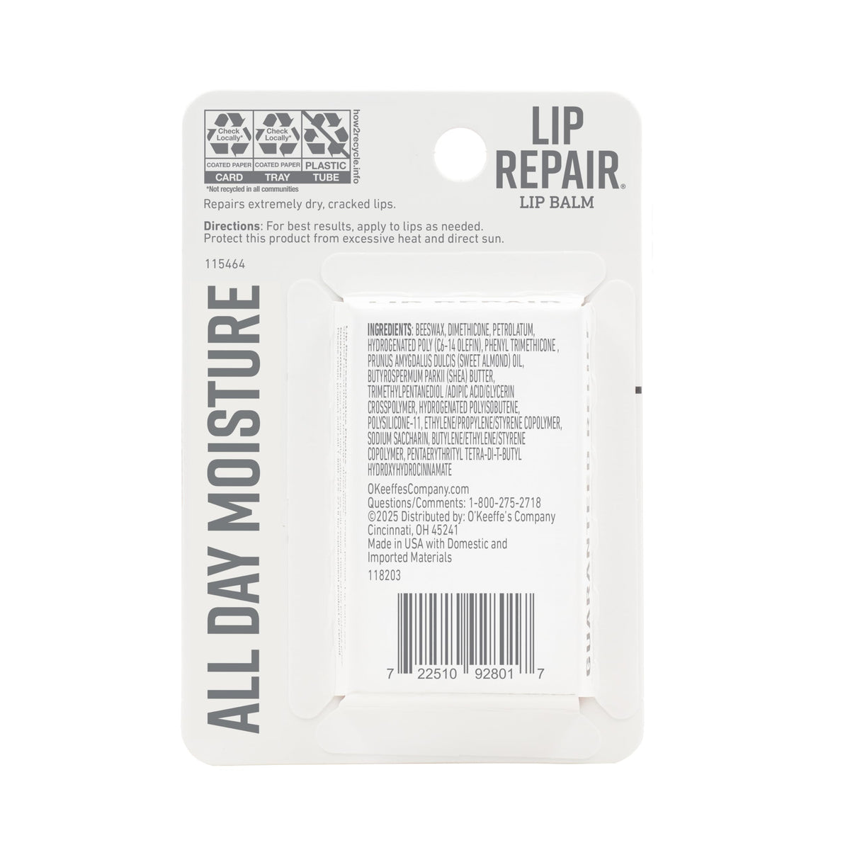 O'Keeffe's Lip Repair Unscented Balm, 2-Pack