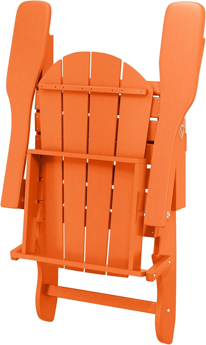 Westin Outdoors Laguna WO Home Outdoor Adirondack Folding Chair Lounger Seat Traditional Retro Home Furniture for Beach, Balcony, Backyard, Lawn, Patio, Pool, Deck, Garden (Orange)