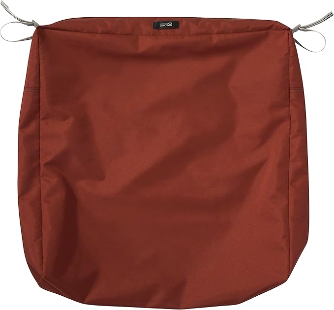 Classic Accessories Ravenna Water-Resistant 21 x 19 x 5 Inch Outdoor Seat Cushion, Durable Patio Furniture Cushion with Straps,Spice, Patio Loveseat Cushion