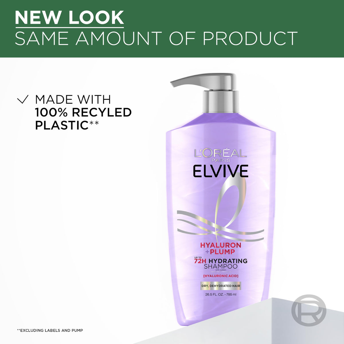 L'Oreal Paris Elvive Hyaluron Plump Shampoo and Conditioner Set, 53 Fl Oz