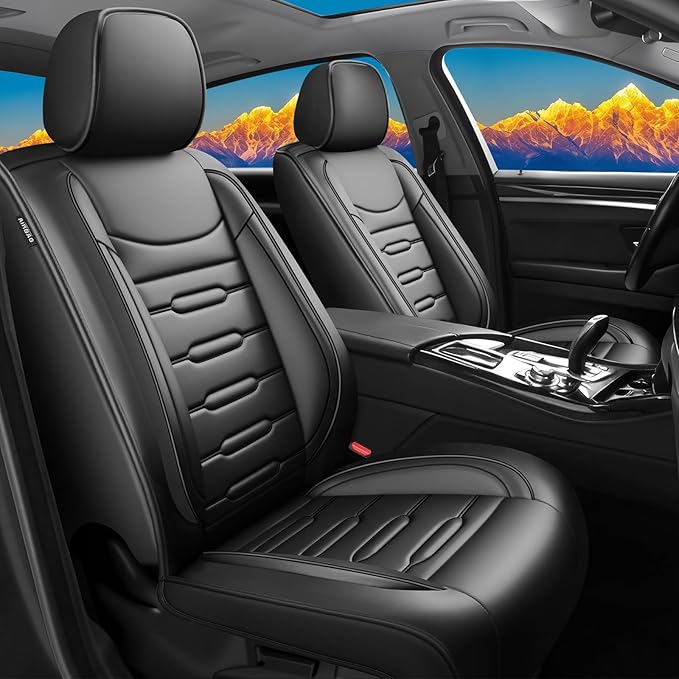 Fit Venue Car Seat Covers for Hyundai Venue 2020-2025 2026 - Upgraded Premium Waterproof & Breathable Leather, Airbag Compatible, All-Weather Seat Cushion Protector (Full Set, Black)