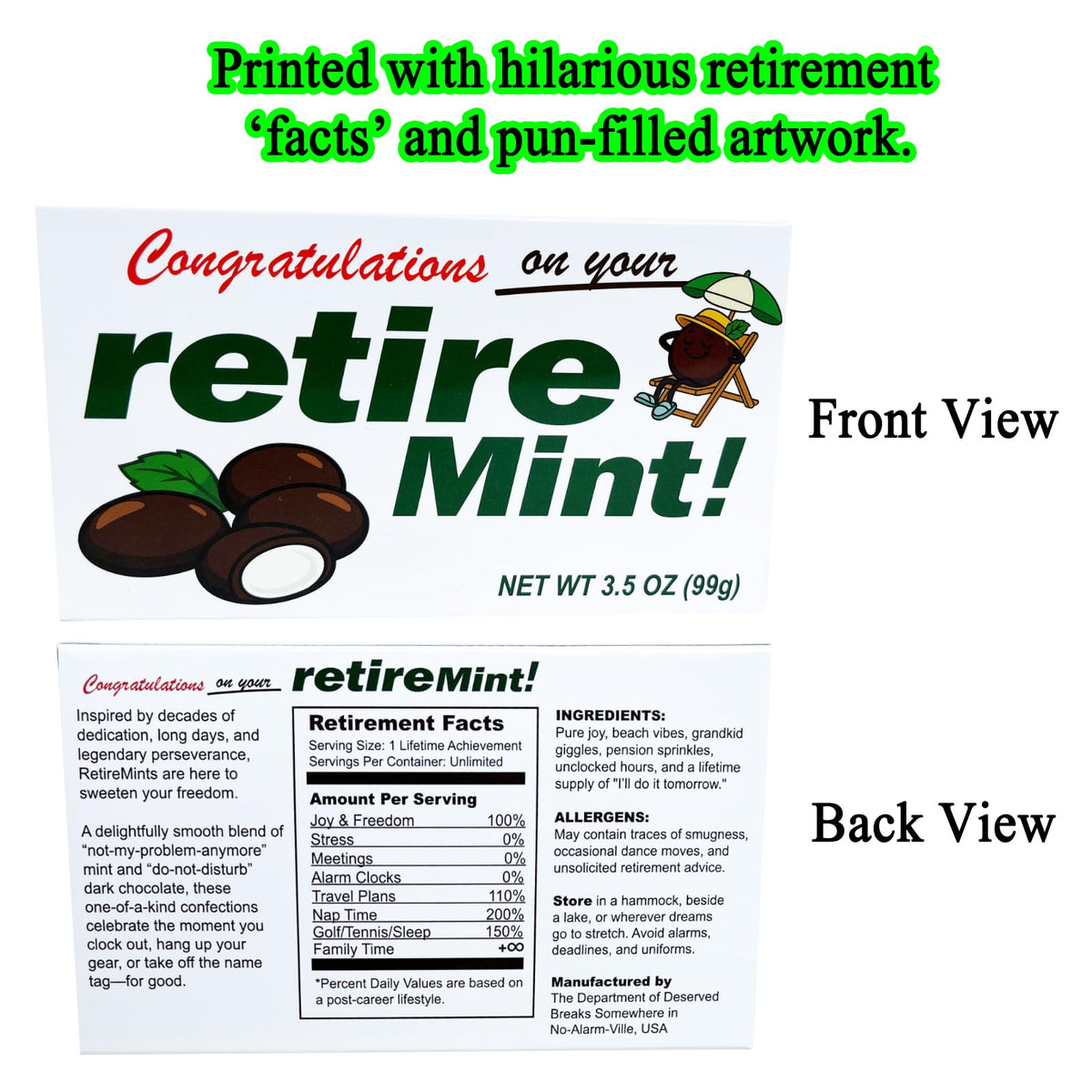 24 Pack Retirement Gifts for Women Men, Retirement Party Favors, Slide-On Wrappers for 3.5 oz Junnior Mints Candy Boxes, Happy Retirement Decorations