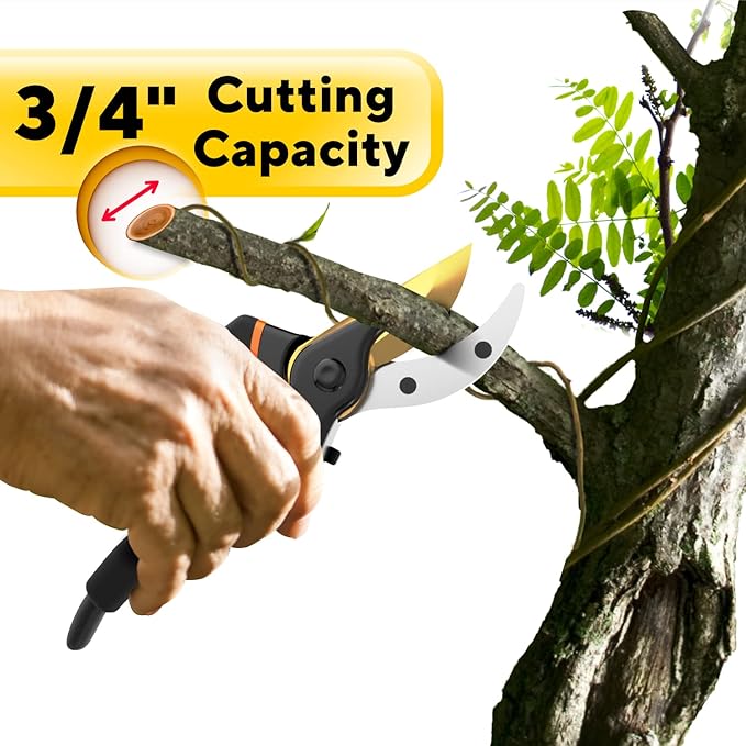 Premium Bypass Pruning Shears for your Garden - Heavy-Duty, Ultra Sharp Pruners w/Soft Cushion Grip Handle Made with Japanese Grade High Carbon Steel - Perfectly Cutting Through Anything in Your Yard
