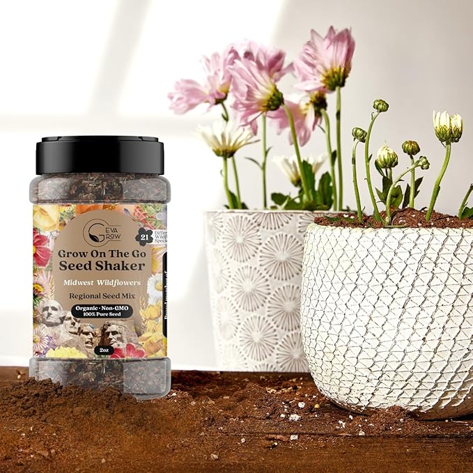 Regional Wildflower Seed Mix by GevaGrow (Midwest Wildflowers, Mini Shaker)