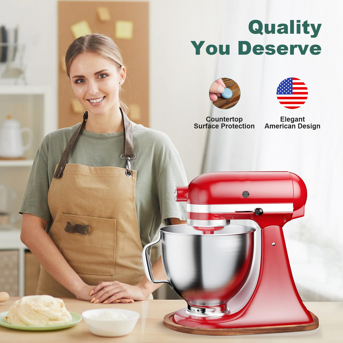 GuanQiao Food-Grade Wood Slider for KitchenAid 4.5-5 Qt Tilt Head Mixer