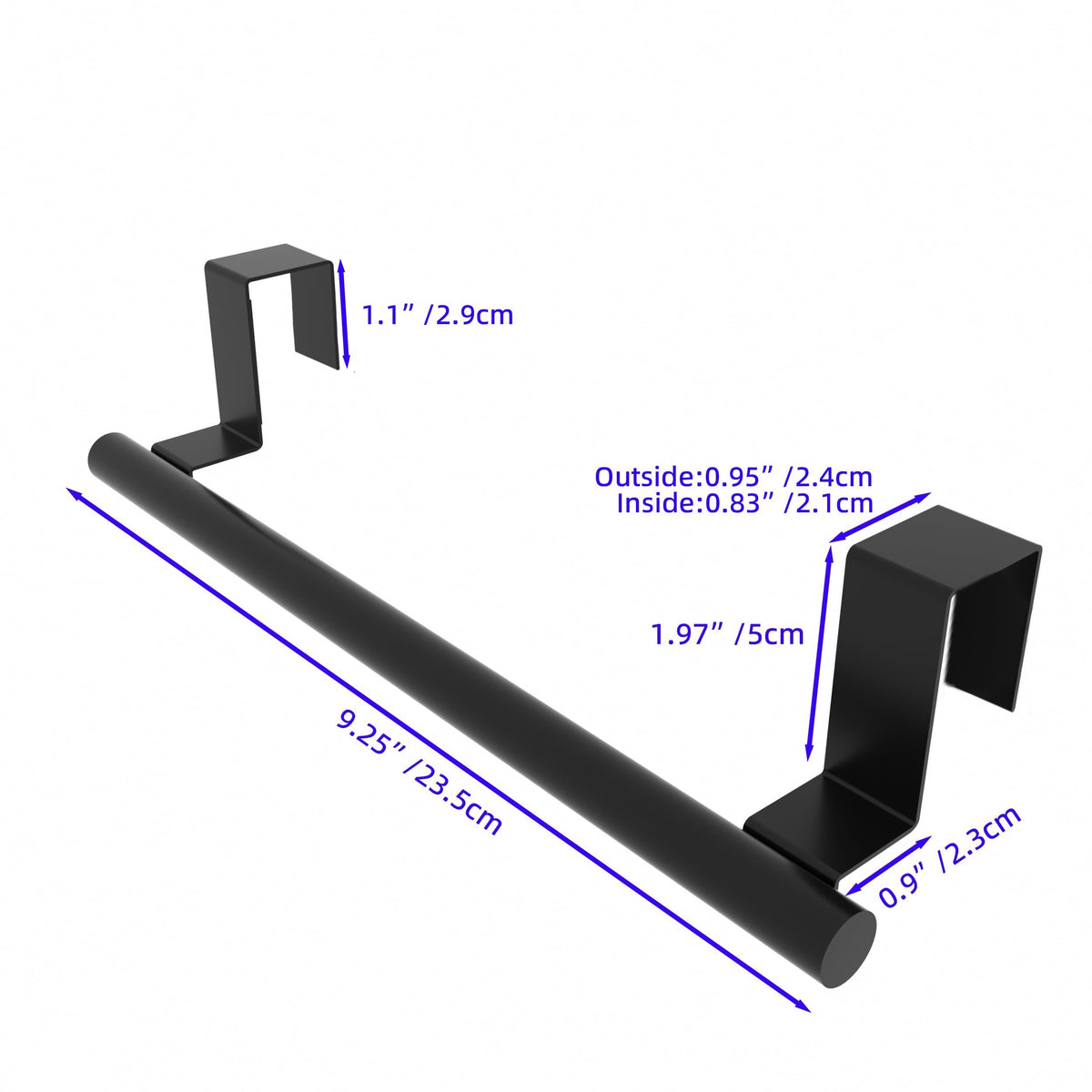 Qflushor Cabinet Door Towel Bar, Kitchen Towel Holder, Matte Black 2 Pack