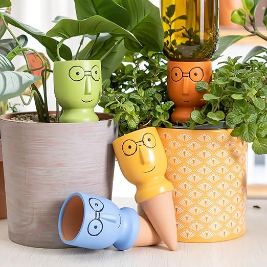 Self Watering Spikes for Plants, Terracotta Slow Release Watering System - Vacation Plant Waterer, 4 Pack Automatic Plant Watering Devices for Indoor Outdoor Potted Plants
