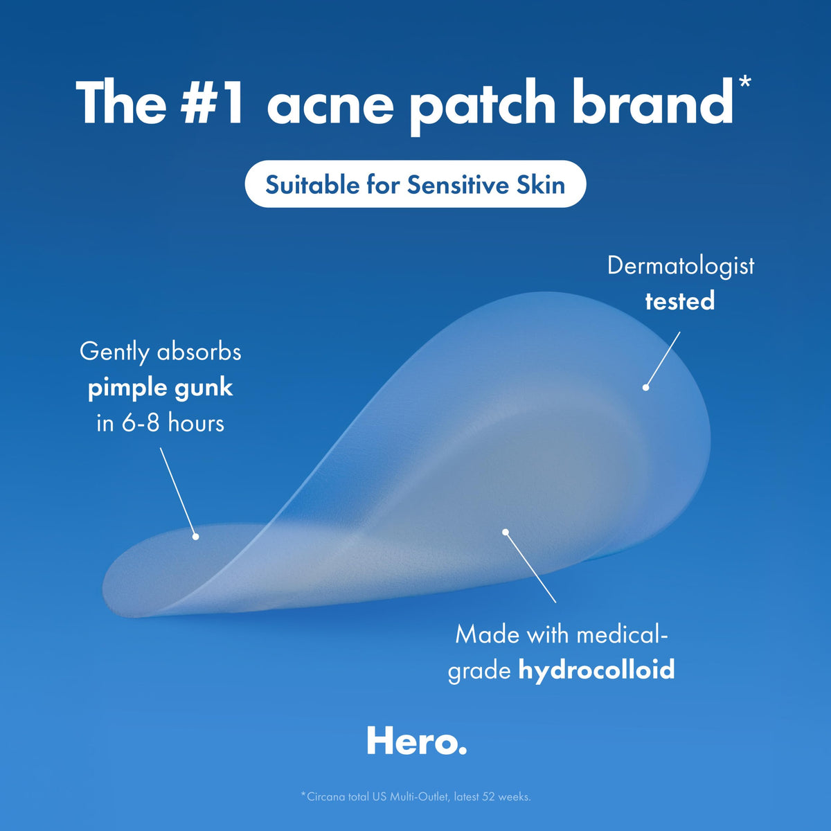 Hero Cosmetics Mighty Patch Invisible+ Daytime Acne Pimple Patch, 72 Ct