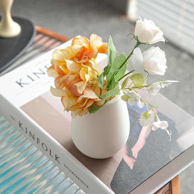 JOJUNO White Bud Vases, Small Ceramic Vase Set of 11, Mini Pottery Vases for Flowers, Decorative Pieces for Home Modern Decor, Boho Decor, Chic Accents for Living Room Dining Table Shelves
