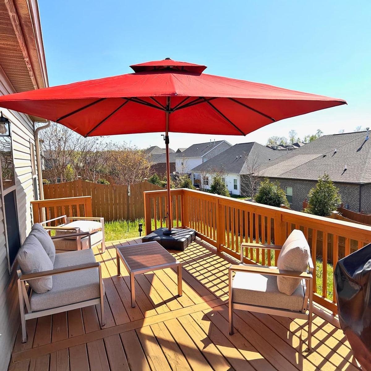 PURPLE LEAF 10ft Patio Umbrella Outdoor Square Umbrellas Large Cantilever Umbrella Windproof Offset Umbrellas Heavy Duty Sun Umbrella for Garden Deck Pool Patio, Brick Red